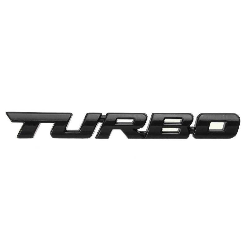 C-Funn Turbo 3D Metall Auto Aufkleber Schriftzug Abzeichen Aufkleber für Auto Body Heckklappe - Schwarz von C-FUNN