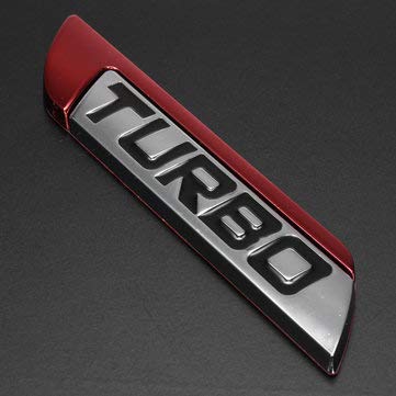 C-Funn 3D Metall Turbo Logo Karosserie Kotflügel Emblem Abzeichen Aufkleber Aufkleber Rot/Blau - Rot von C-FUNN