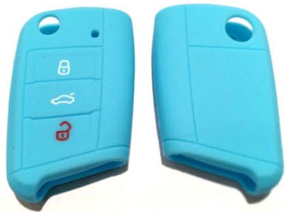 Für Golf 7 Schlüssel Funkschlüssel Autoschlüssel Silikon Hülle Cover Key Etui Schutzhülle Türkis von C.P zubehör