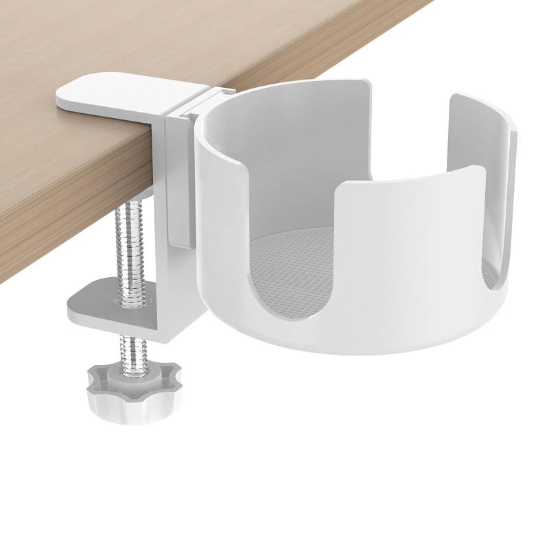 Schreibtisch Becherhalter, 1 Stück Büro Becherhalters aus Aluminiumlegierungs, Einstellbar Schreibtisch Flaschenhalter, Getränkehalter, für Büros, Küchen(weiß) von CAAGGMM