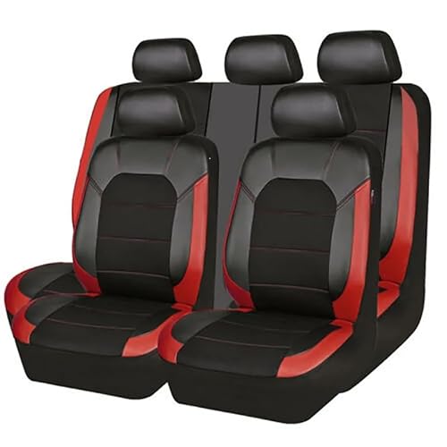 CAALO Auto Leder Sitzschoner Set für Hyundai Tucson 2021 2022 2023,Auto Schonbezug Full Set Leder Sitzbezug Vordersitze Rücksitzschoner Auto Zubehör,A/Black-RED von CAALO