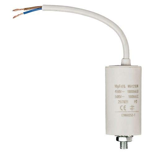 AnlaufKondensator Drehkondensator Elektromotor 10.0 uF 450 V mit weißem Kabel von CABLEPELADO