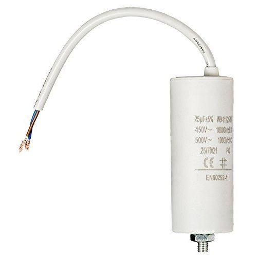 CABLEPELADO Anlaufkondensator für Elektromotor, Permanentkondensator, einphasig, Anschlusskabel, geeignet für Pumpen, Kompressoren, Waschmaschinen, Luftmaschinen, 450 VAC, 25 uF von CABLEPELADO