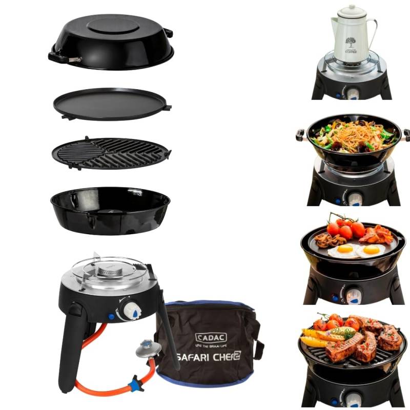 CADAC - Safari Chef 30 LP Camping Grill - 50mBar - Camping Grill Gas - Stahl, Aluminium und Kunststoff - Gas-Campingkocher - Campingzubehör von CADAC