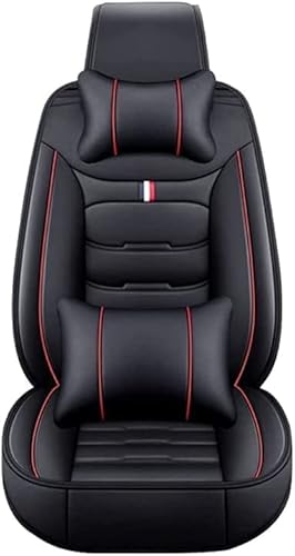 PU Leder Autositzbezüge-Set für V-W Taigo SUV 2021 2022, Airbag kompatibel, wasserdicht, Auto Sitzbezüge Covers Zubehör,Black-Red von CAESY