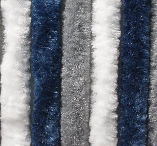 Chenille-Flauschvorhang 56 x 205 cm dunkelblau/weiß/grau von CAGO