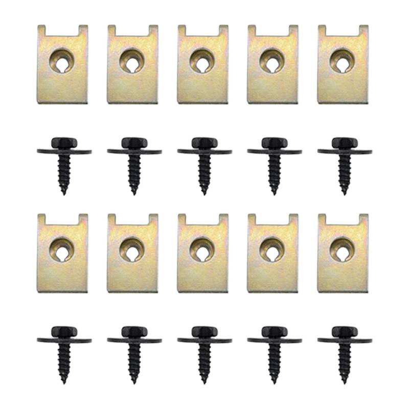 10 Sätze Karosserieschrauben,Blechmutter Set,Schraube Mutter Clip Kit,Unterboden Unterfahrschutz Schraube U Typ Schrauben,Auto Unterboden Schrauben für Radlauf-Abdeckung,Für Unterbodenschutz Auto von CAIKAILIOR