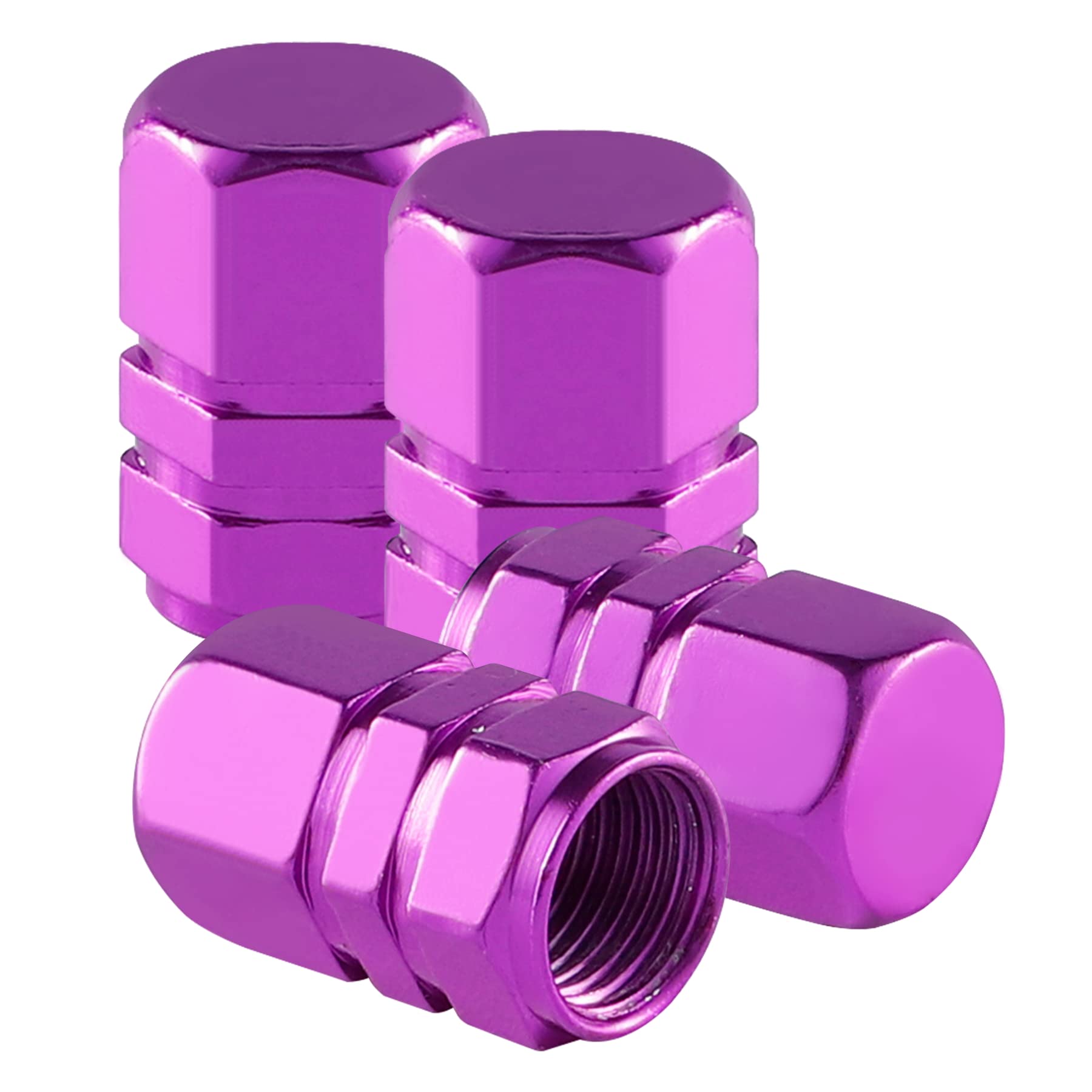 Alpmosn Aluminium-Ventilkappen, Radventilkappen, staubdicht, Zubehör, universell für SUV, Auto, Fahrrad und Motorrad, sechseckige Form, 4 Stück, Violett Alpmosn Aluminium-Ventilkappen, Radventilkappen, staubdicht, Zubehör, universell für SUV, Auto, Fahrrad und Motorrad, sechseckige Form, 4 Stück, Violett von CAIKEZI