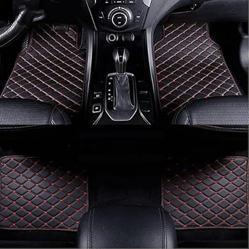 Auto Custom FußMatten Leder für Smart #1 Pulse(2022+), Auto Vorne Hinten Bodenmatte Set wasserdichte Teppiche Schutz ZubehöR,D/Black-Red von CAKERS