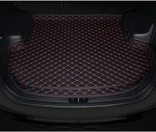 Auto Leder Kofferraummatten für A-UDI A6 Limousine C8 2018–2023, Kofferraumwanne Cargo Schutzmatte Kofferraum rutschfest ZubehöR,C/Black-Red von CAKERS