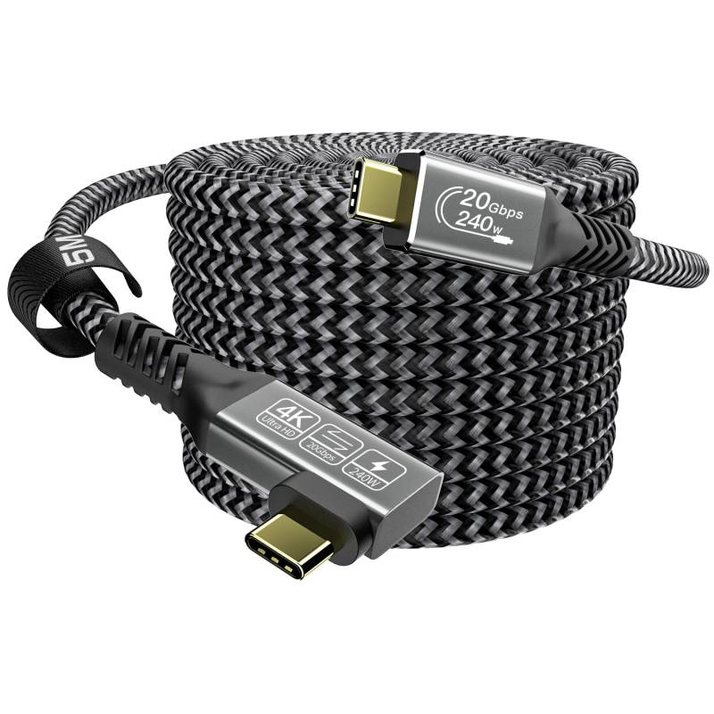 CAKOBLE usb c kabel 5m,240W USB C 3.2 Kabel 20 Gbps Ladekabel USB C, 4K@144Hz USB C kabel Lang Kompatibilität Thunderbolt 3 Kabel Für i-Phone 15, MacBook iPad Pro, Samsung S24/S23 usb c datenkabel 5m von CAKOBLE