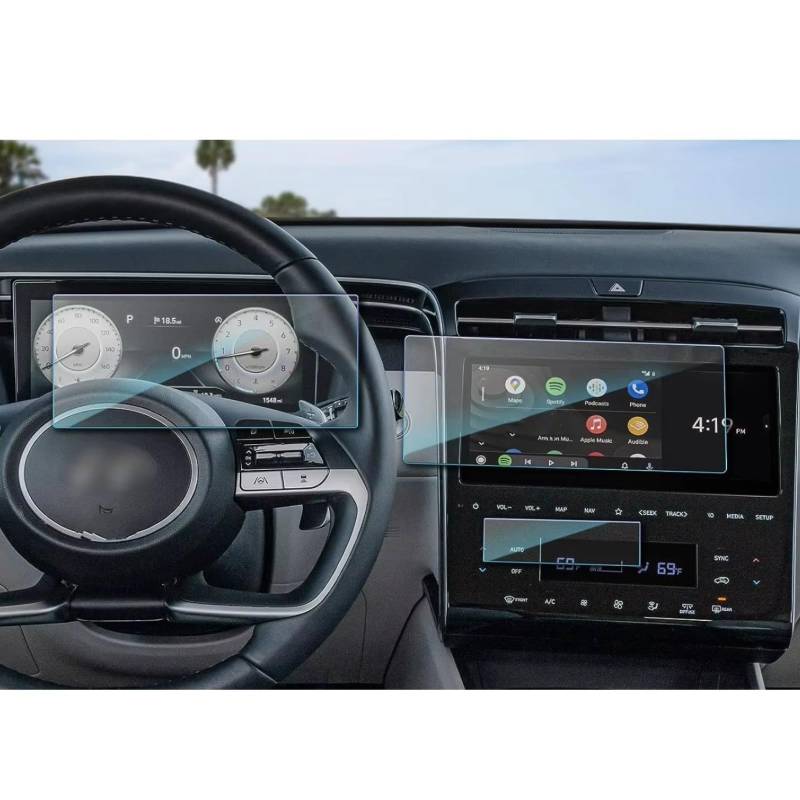 CAKYSE Kompatibel Mit Hyundai Für Tucson NX4 2021 2022 2023 Auto 10,25 Zoll LCD GPS-Navigation Gehärtetes Glas Und Armaturenbrett-Displayschutzfolie Auto Navi Folie Zubehör von CAKYSE