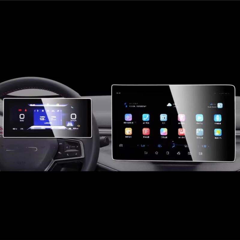 Kompatibel Mit BYD Für Chazor 2022 2023 2024 Auto 12,8 Zoll Infotainment Navigation Mittelbildschirm Und Armaturenbrett Displayschutzfolie Aus Gehärtetem Glas Auto Navi Folie Zubehör(Dashboard and gps von CAKYSE