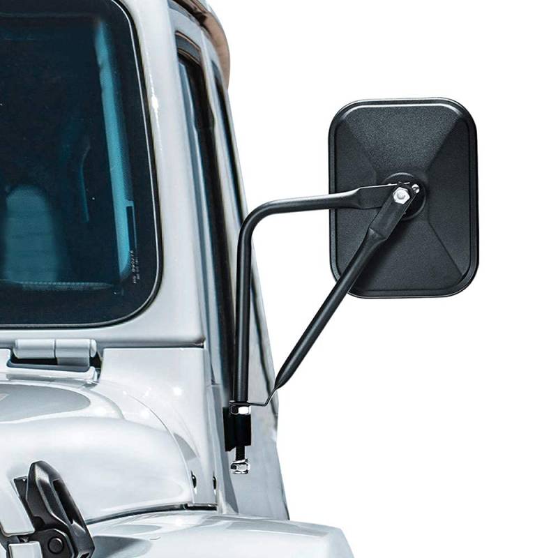 Calbeau Jeep Spiegel, EIN Paar quadratische Adventure Seitenspiegel für Jeep Wrangler CJ YJ TJ JK JL & Unlimited, 2019 Upgraded Quick Install Türscharnier Spiegel für sichere Türen Off Driving von CALBEAU