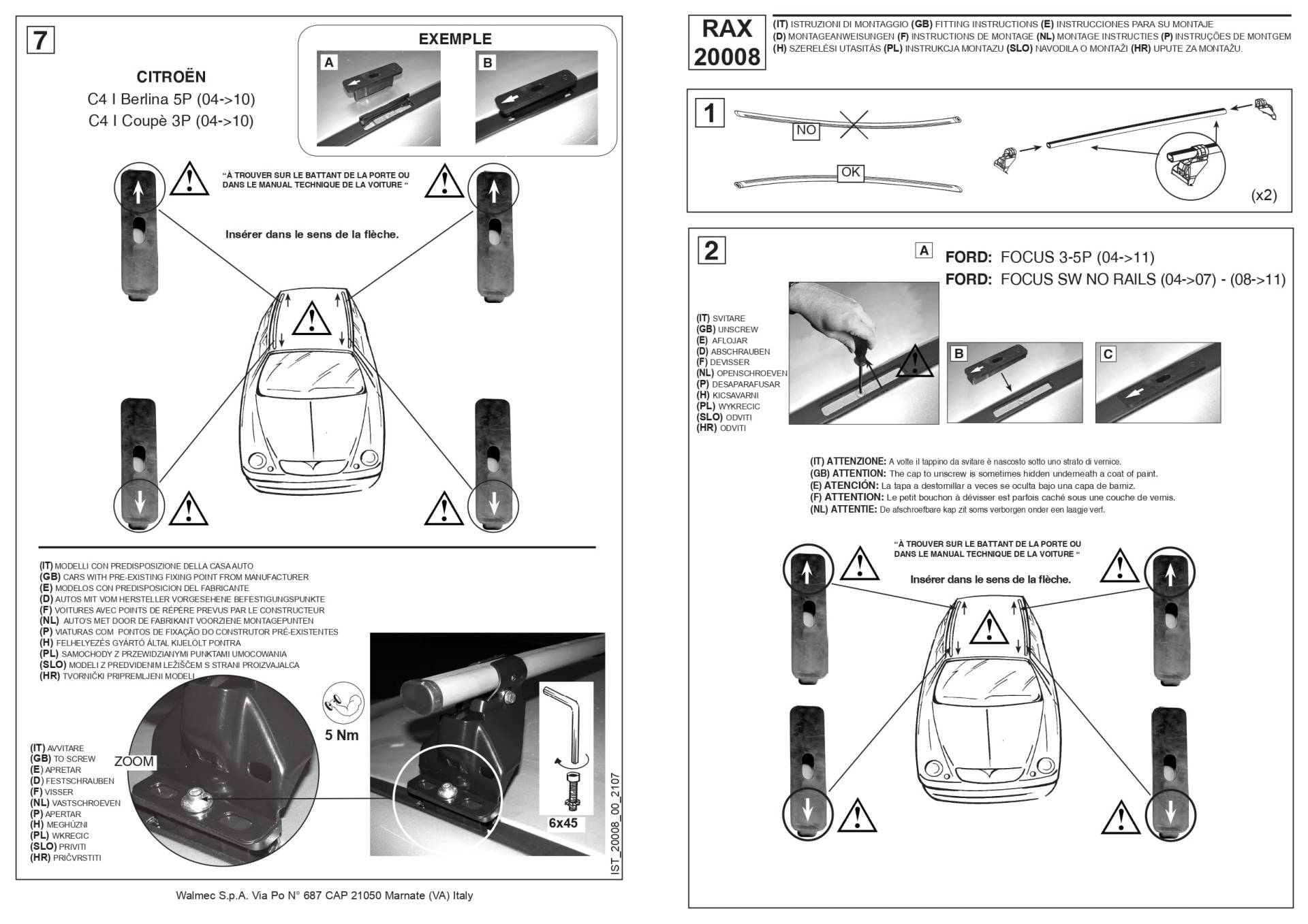 CAM System Dachträger vormontiert Rax – Cod.20008 CAM System Dachträger vormontiert Rax – Cod.20008 von Tetrax