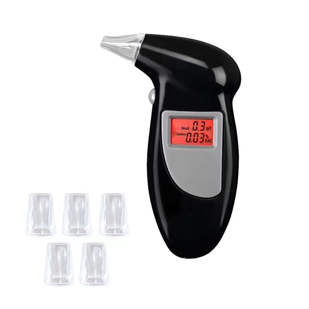 CAM2 Alkoholtester,Promilletester, Polizeigenau Alkoholmessgeräte mit 5 Mundstücken,Alkohol Tester Mit LED-Display Digital Schnell von CAM2