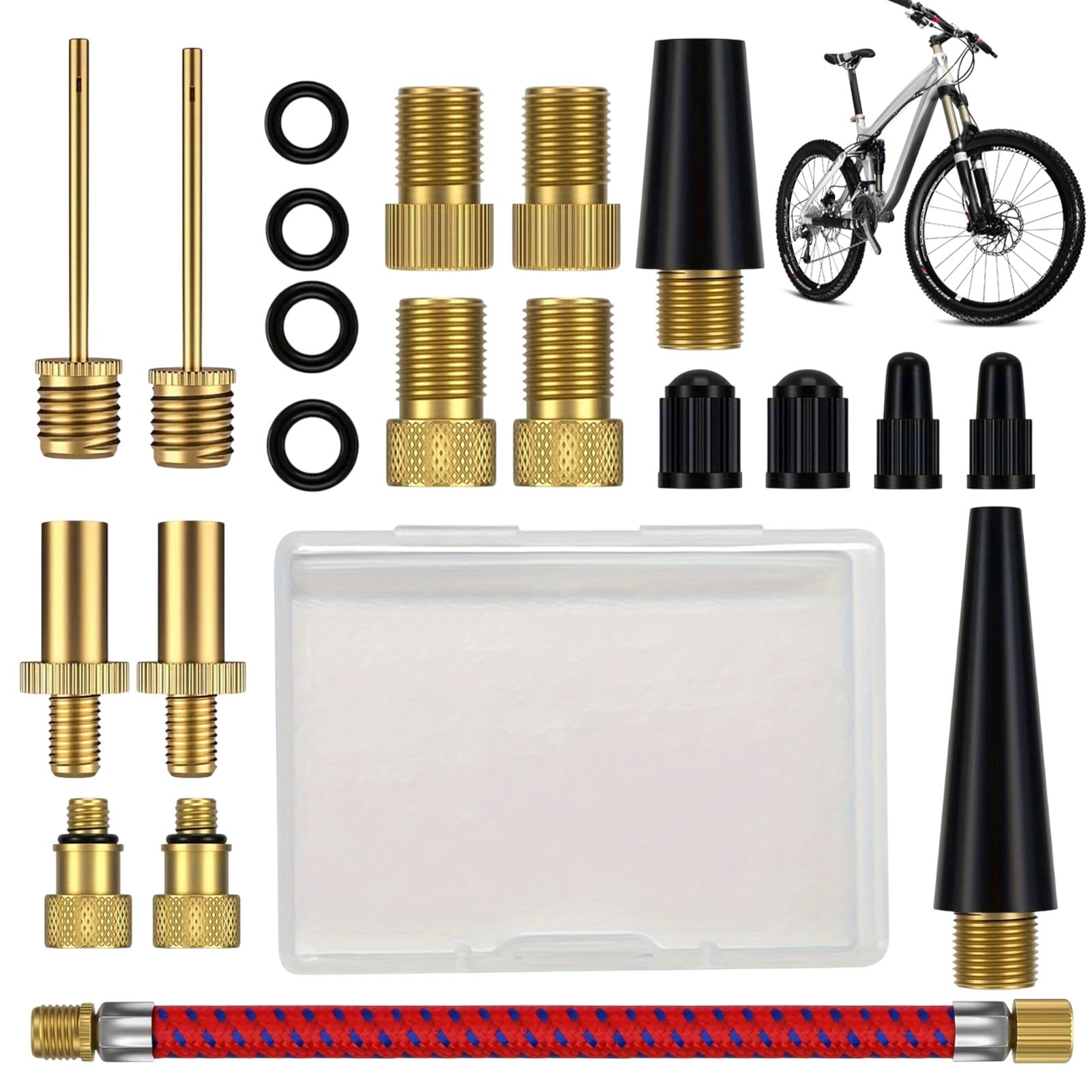 Fahrradventil Adapter Set, Autoventil Adapter und französisches Ventil Adapter mit Sortierbox, Alle Ventiladapter Fahrrad SV AV DV, Luftpumpe Adapter, Ballnadel, Kompressor Ventiladapter Fahrradventil Adapter Set, Autoventil Adapter und französisches Ventil Adapter mit Sortierbox, Alle Ventiladapter Fahrrad SV AV DV, Luftpumpe Adapter, Ballnadel, Kompressor Ventiladapter von CANCYCC