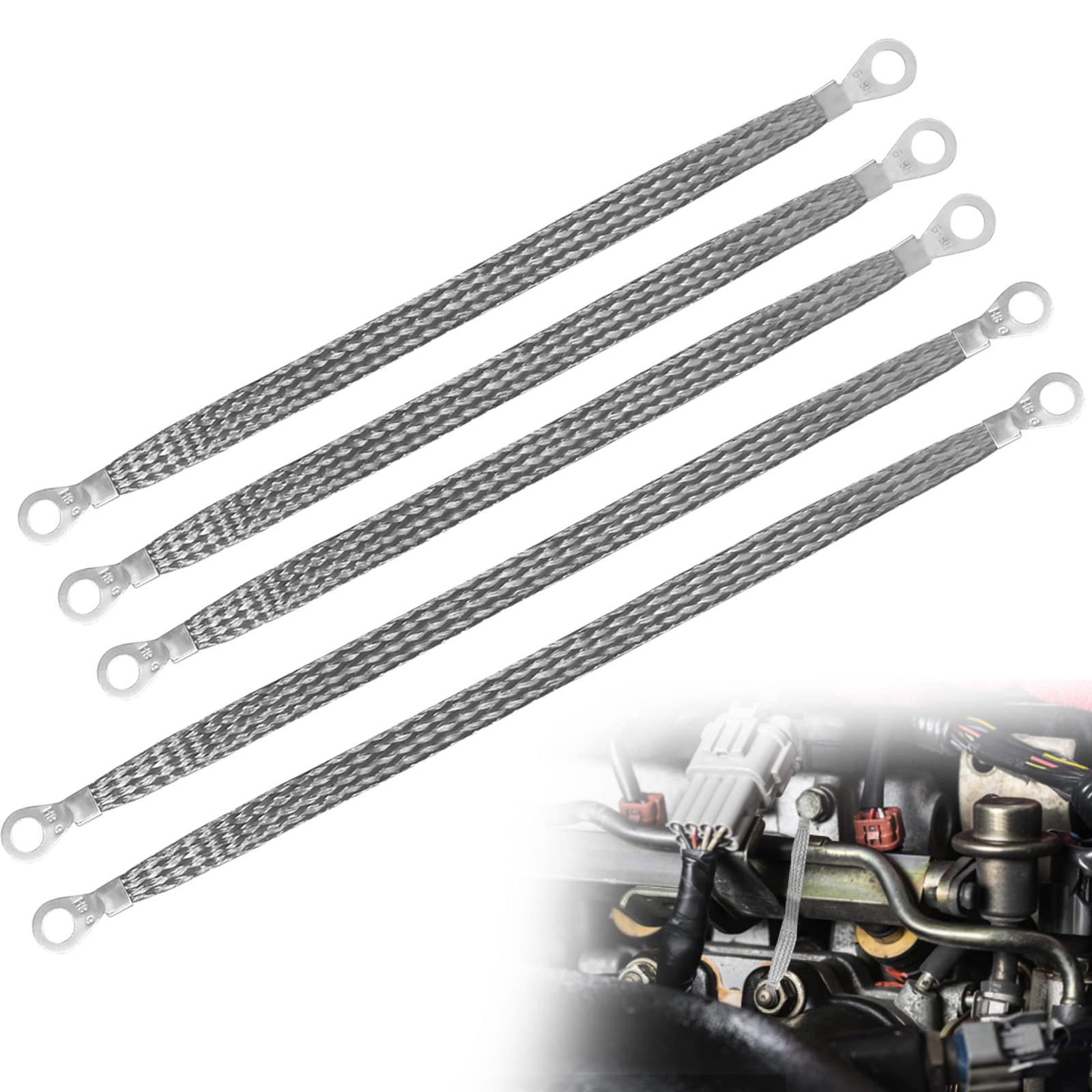 Universal Motor Erdungsband Automotive, 3 Pcs 10" x 1/2" & 2 Pcs 13" x 1/2" Professionelle Fahrzeug-Erdungsbänder, Erdungs-Kabelband-Kit von CANIPHA