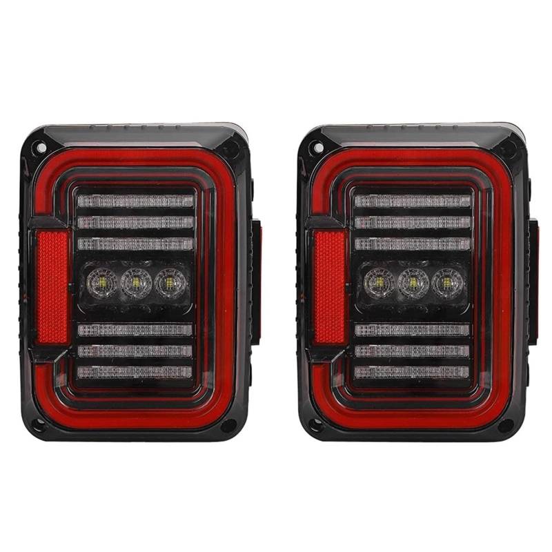 CAOXINZI Auto Heckleuchte Rücklicht Rückleuchte Baugruppe für Jeep Wrangler JK JKU 2007-2018, LED Rückleuchten Set Linke Rechte Rücklichter Ersatz Auto Zubehör,B-Red von CAOXINZI
