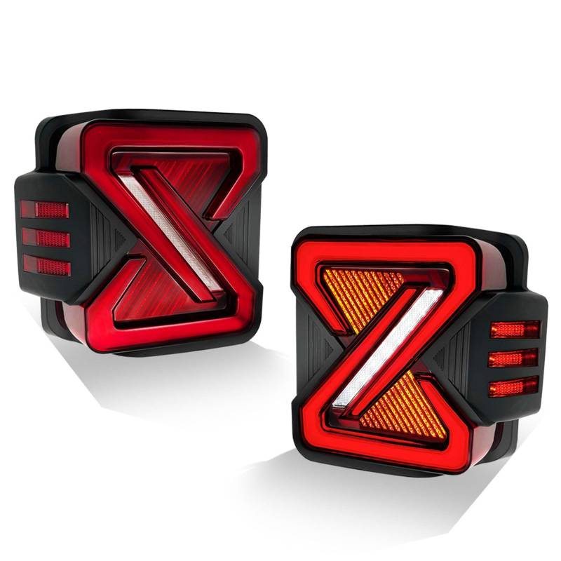 CAOXINZI Auto Heckleuchte Rücklicht Rückleuchte Baugruppe für Jeep Wrangler JK JKU 2007-2018, LED Rückleuchten Set Linke Rechte Rücklichter Ersatz Auto Zubehör von CAOXINZI