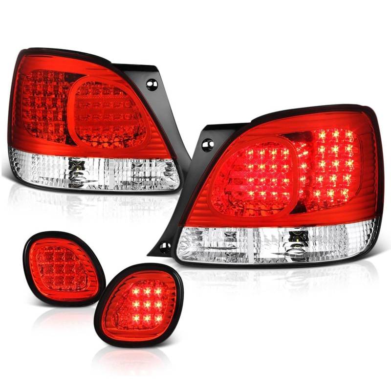 CAOXINZI Auto Heckleuchte Rücklicht Rückleuchte Baugruppe für Lexus GS300 1997-2005, LED Rückleuchten Set Linke Rechte Rücklichter Ersatz Auto Zubehör,A-Red von CAOXINZI