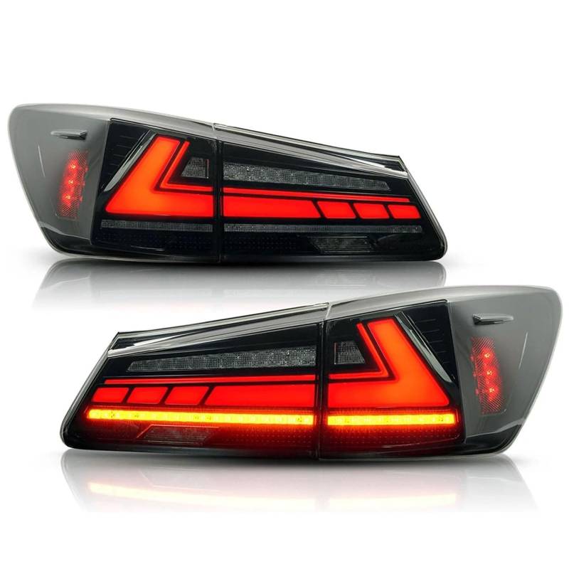 CAOXINZI Auto Heckleuchte Rücklicht Rückleuchte Baugruppe für Lexus IS250 IS300 IS350 ISF 2006-2012, LED Rückleuchten Set Linke Rechte Rücklichter Ersatz Auto Zubehör,A-Smoked von CAOXINZI