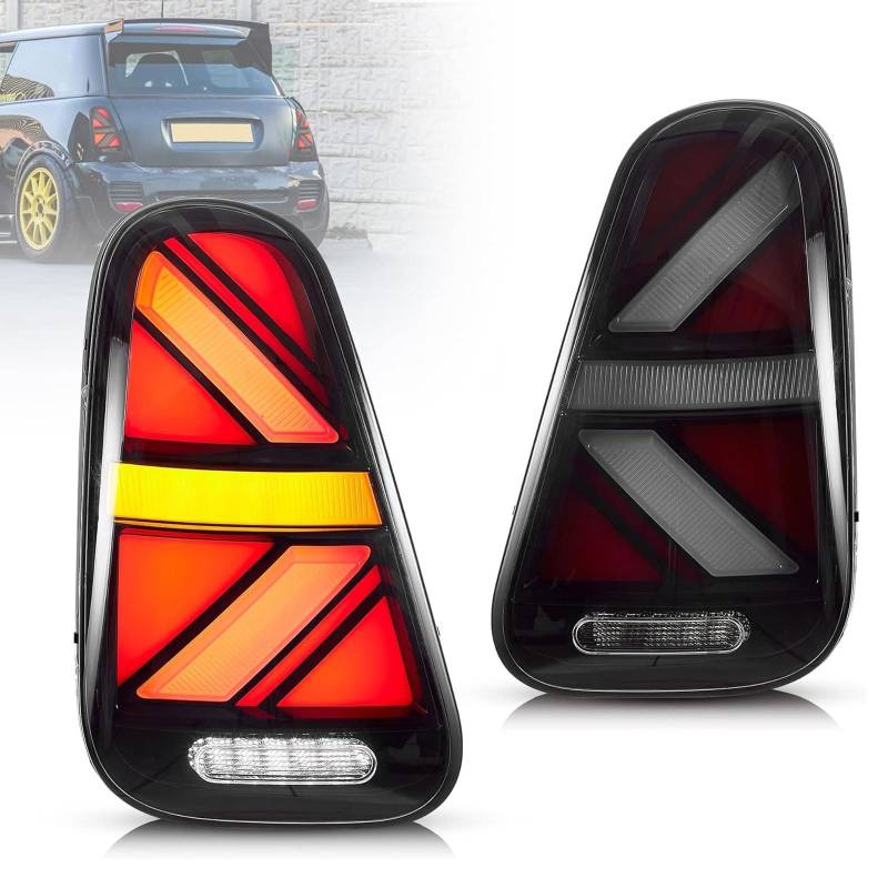 CAOXINZI Auto Heckleuchte Rücklicht Rückleuchte Baugruppe für Mini R50 R52 R53 Cooper S 2002-2006, LED Rückleuchten Set Linke Rechte Rücklichter Ersatz Auto Zubehör,A-Smoked von CAOXINZI