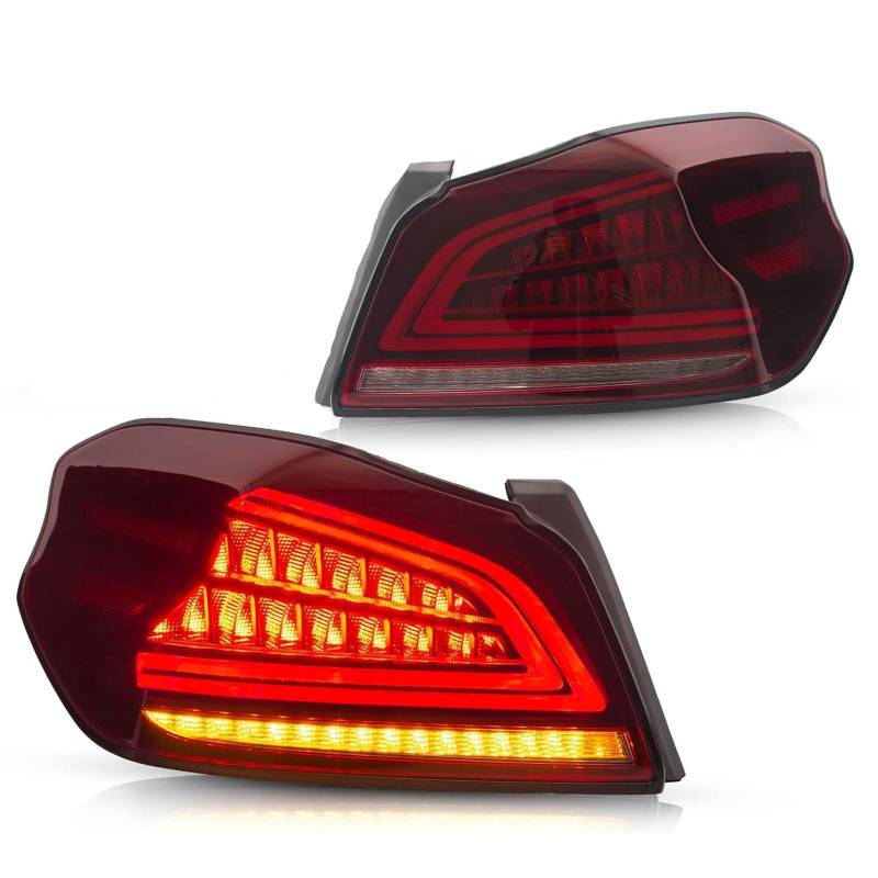 CAOXINZI Auto Heckleuchte Rücklicht Rückleuchte Baugruppe für Subaru WRX 2014-2021, LED Rückleuchten Set Linke Rechte Rücklichter Ersatz Auto Zubehör,B-Red von CAOXINZI
