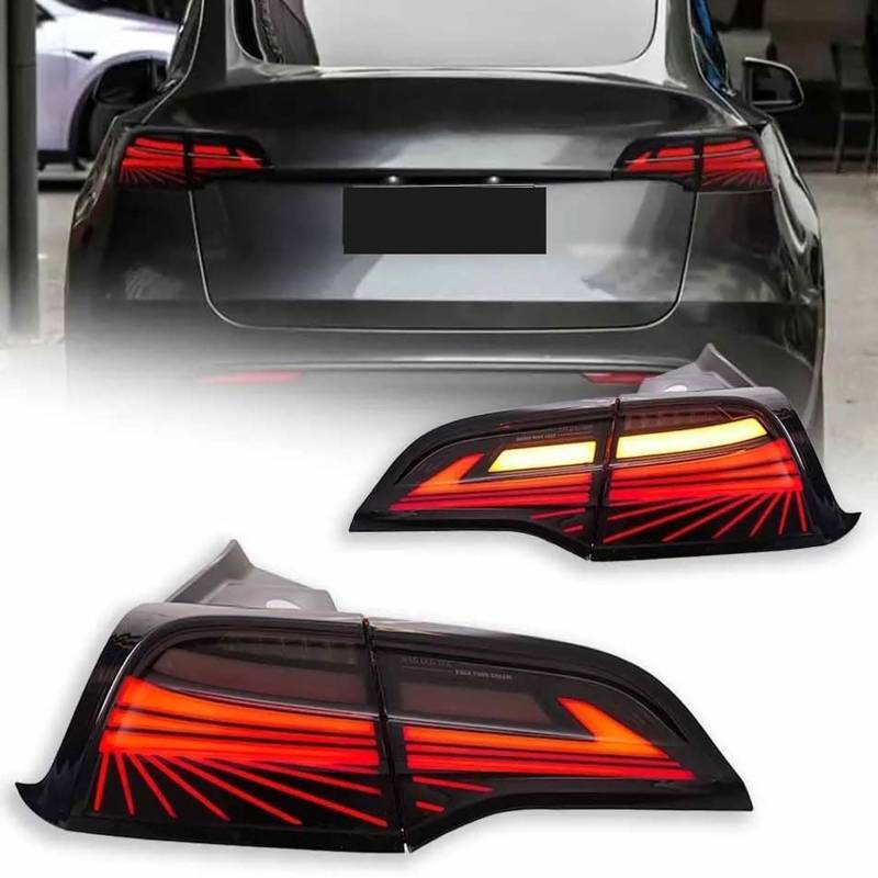 CAOXINZI Auto Heckleuchte Rücklicht Rückleuchte Baugruppe für Tesla Model 3 Model Y 2016-2023, LED Rückleuchten Set Linke Rechte Rücklichter Ersatz Auto Zubehör von CAOXINZI
