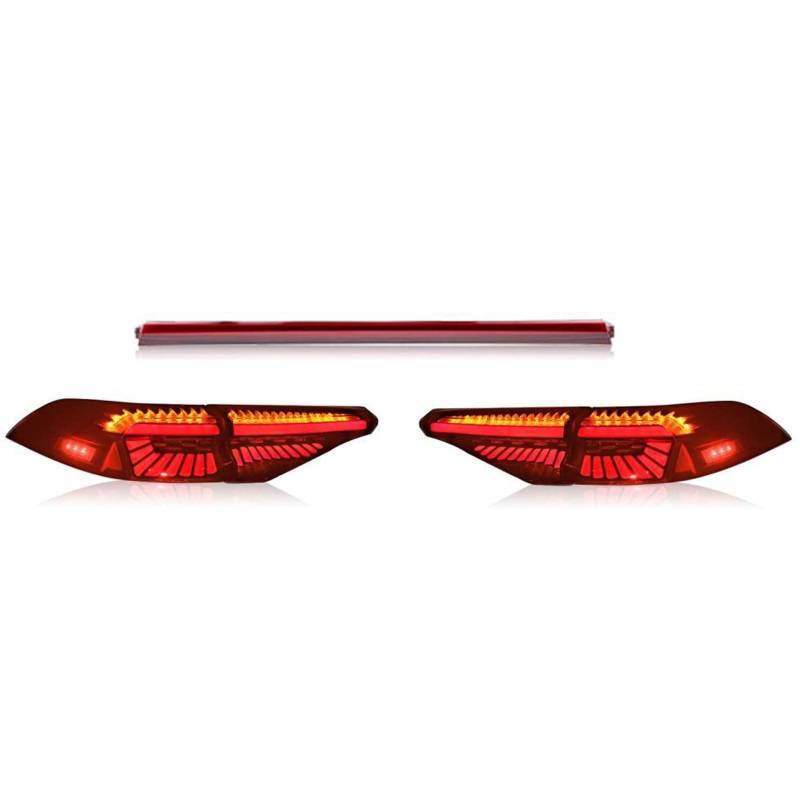 CAOXINZI Auto Heckleuchte Rücklicht Rückleuchte Baugruppe für Toyota Corolla 2019 2020 2021, LED Rückleuchten Set Linke Rechte Rücklichter Ersatz Auto Zubehör,B-Red von CAOXINZI