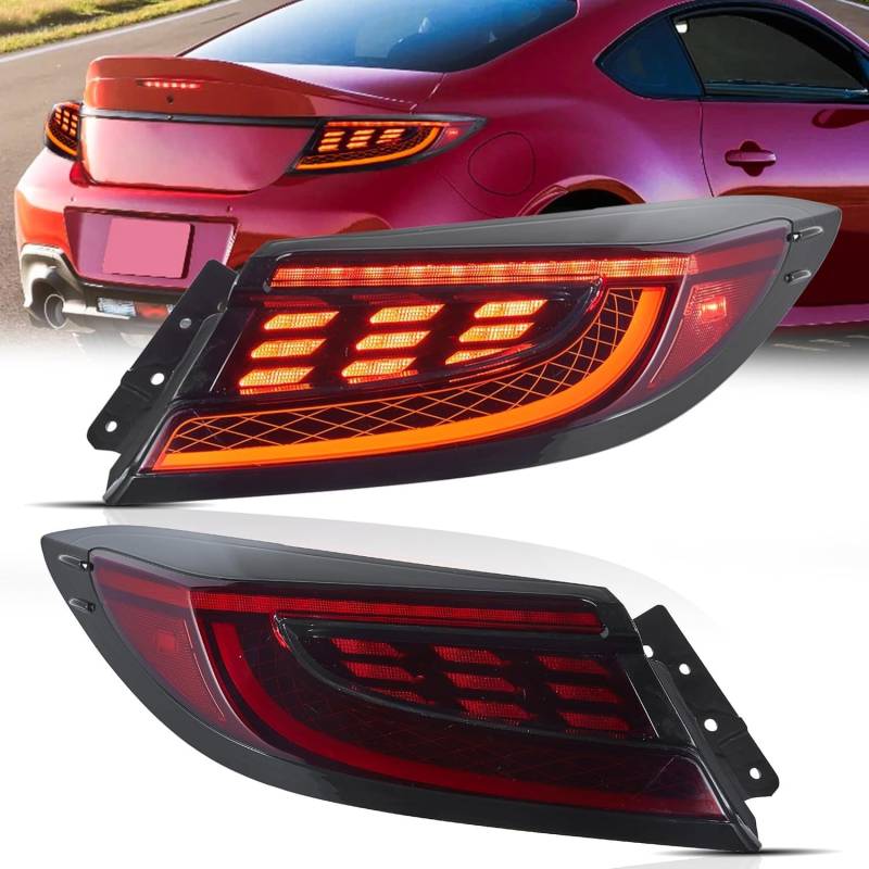 CAOXINZI Auto Heckleuchte Rücklicht Rückleuchte Baugruppe für Toyota GR86/Subaru BRZ 2nd Gen ZN8/ZD8 2021-2024, LED Rückleuchten Set Linke Rechte Rücklichter Ersatz Auto Zubehör,B-Red von CAOXINZI
