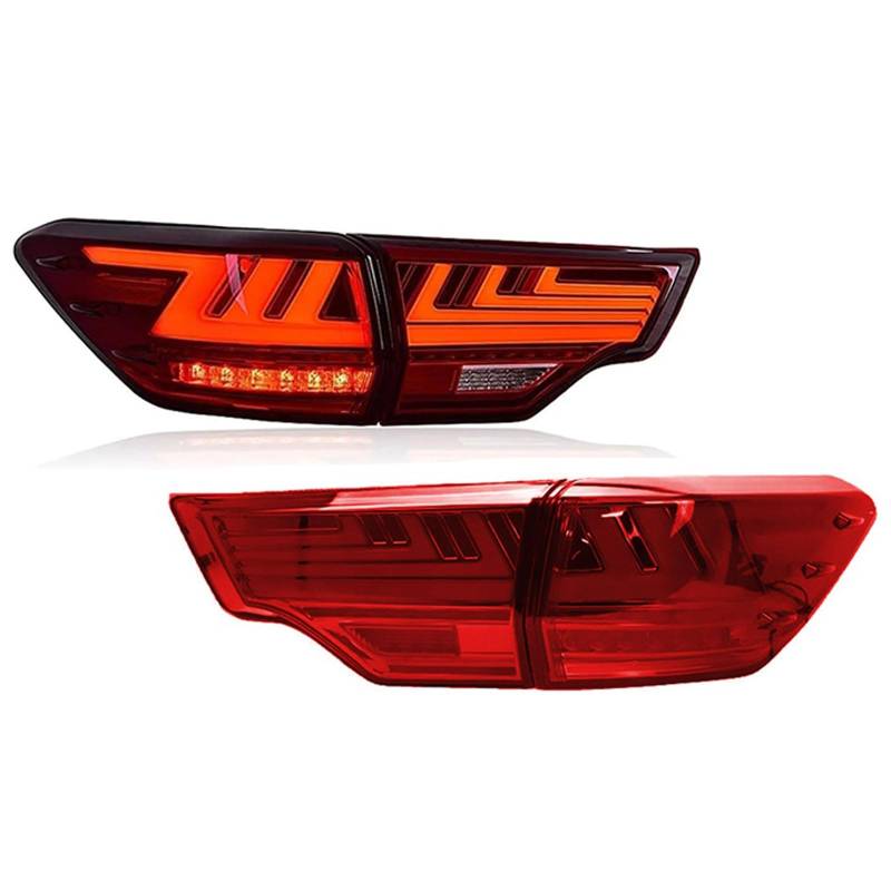 CAOXINZI Auto Heckleuchte Rücklicht Rückleuchte Baugruppe für Toyota Highlander 2014-2020, LED Rückleuchten Set Linke Rechte Rücklichter Ersatz Auto Zubehör,B-Red von CAOXINZI