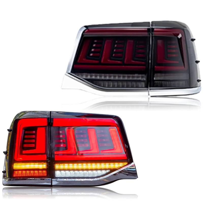 CAOXINZI Auto Heckleuchte Rücklicht Rückleuchte Baugruppe für Toyota Land Cruiser 2016-2021, LED Rückleuchten Set Linke Rechte Rücklichter Ersatz Auto Zubehör,B-Red von CAOXINZI