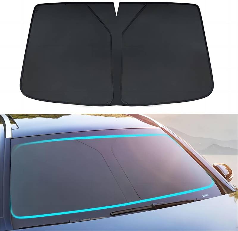 Auto Sonnenschutz Frontscheibe für Dacia Sandero I/Stepway 2008 2009 2010 2011 2012, Bequeme Bedienung und Platzersparnis Frontscheibe Sonnenschutz,Black von CAOZIXMB