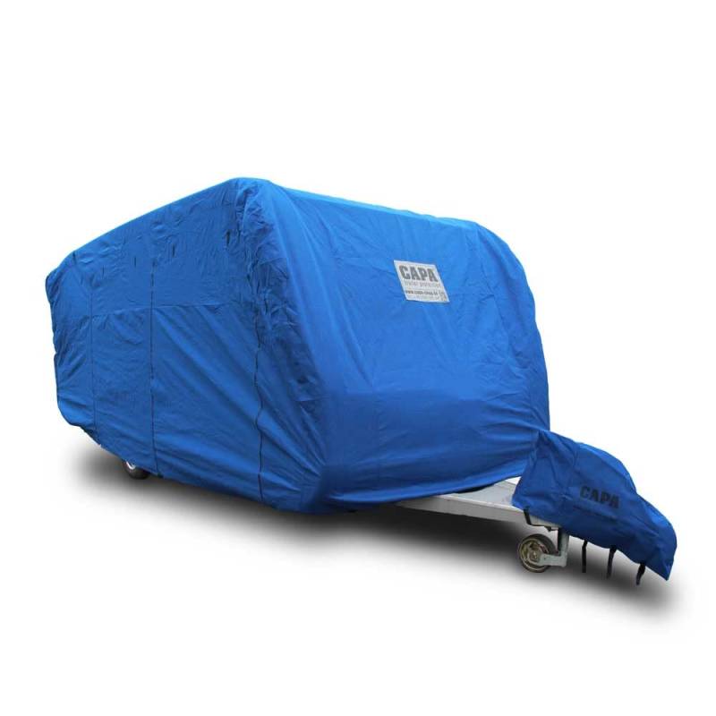CAPA® Wohnwagen Schutzhülle als Schutzhülle Garage Schutzdach Abdeckung dunkelblau 01 - L 500 x B 230 x H 240 von CAPA