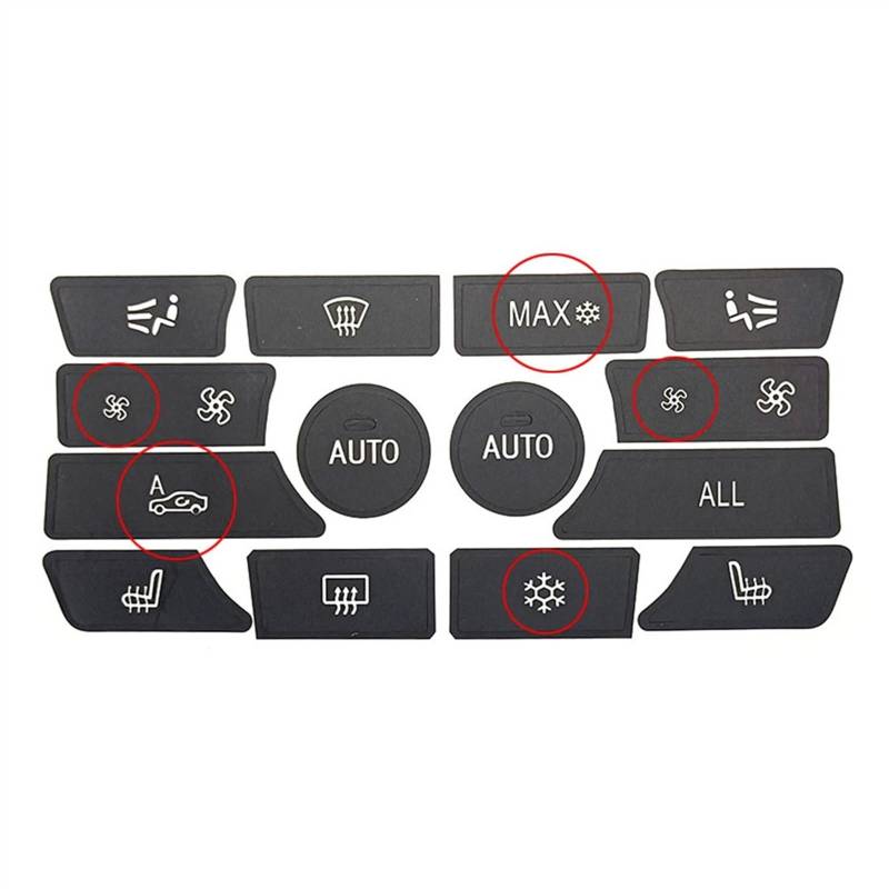 CAQRBCX Auto Innenraum Kompatibel Mit 5 Für F10 Für F11 2010 2011 2012 2013 2014 2015 2016. Tastenaufkleber Für Den Autoinnenraum des Armaturenbretts Und Der Wippkonsole.(14PCS No Off) von CAQRBCX