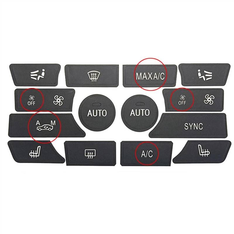 CAQRBCX Auto Innenraum Kompatibel Mit 5 Für F10 Für F11 2010 2011 2012 2013 2014 2015 2016. Tastenaufkleber Für Den Autoinnenraum des Armaturenbretts Und Der Wippkonsole.(14PCS with Off) von CAQRBCX