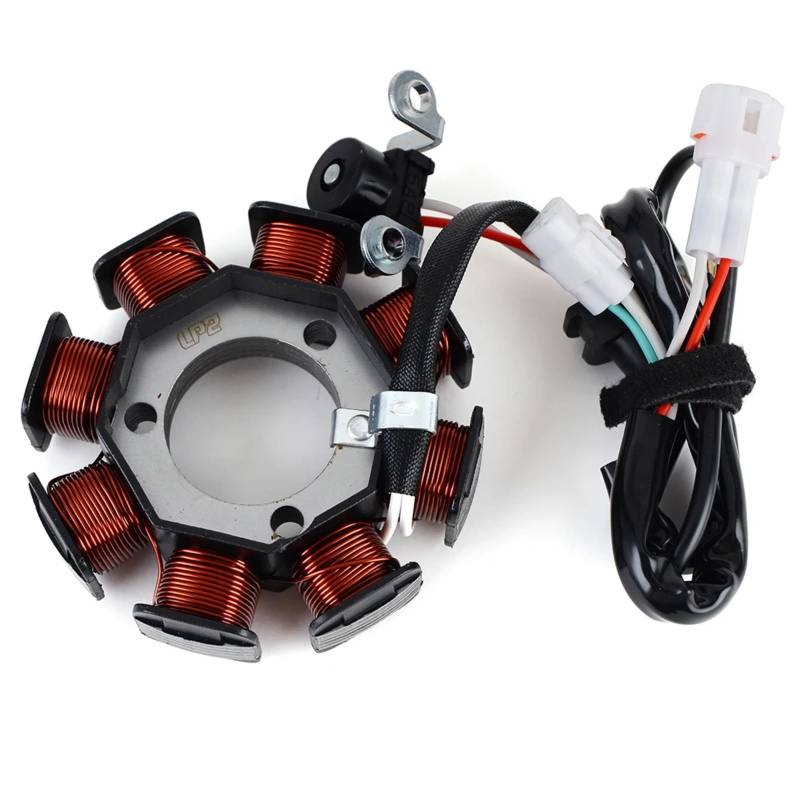 CAQRBCX Zündung Stator Magneto Kompatibel Mit YFM125R Für Raptor 125 2011 2012 2013 Motorradzubehör Spulendrähte Stator Magneto Ersatz 2PA-H1410-00 2PA-H1410-01 von CAQRBCX