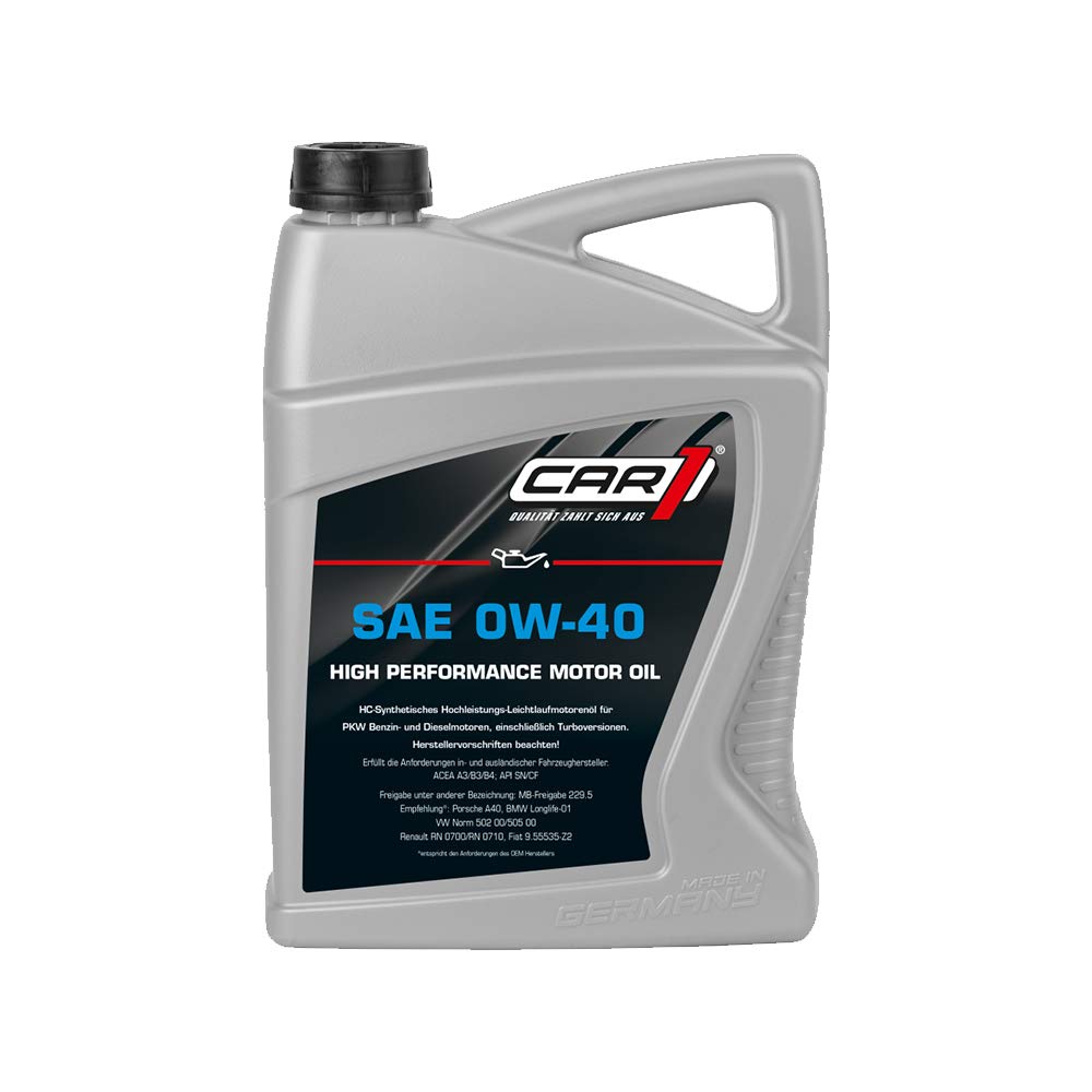 CAR1 Motoröl 0W-40 Leichtlauf High Performance vollsynthetisch Motor Motoren Öl Benzin Diesel Ottomotor Benzinmotor Dieselmotor Engine Oil 5L CAR1 Motoröl 0W-40 Leichtlauf High Performance vollsynthetisch Motor Motoren Öl Benzin Diesel Ottomotor Benzinmotor Dieselmotor Engine Oil 5L von Lupsty