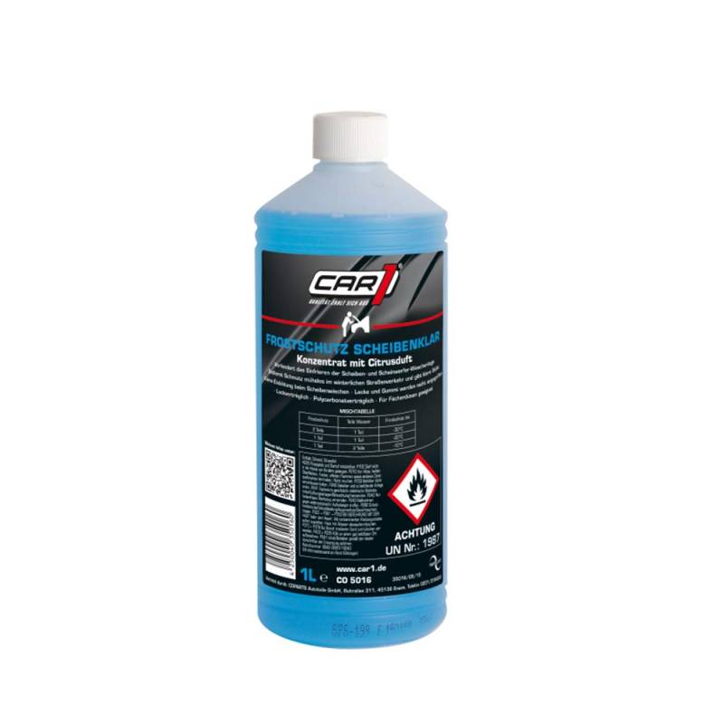 CAR1 Scheibenfrostschutz Scheibenklar Frontscheibe Heckscheibe Konzentrat Citrusduft Flasche 1L von CAR1