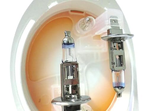 CARALL 2 Stück Halogen-Autolampen, 12 V, Modell X-Power +50 % Helligkeit, Weiß, Xenon-Effekt, 4100 K (H1 12 V 55 W + T10 W5W) von CARALL