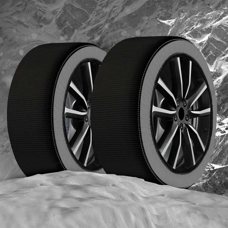 2 Stück Textil Schneeketten Homologierte EN 16662-1, Farbe Schwarz, Größe XXL, Winterreifen Schneesocken für Autos, Leicht zu Installieren (Schwarz, XXL) von CARALL