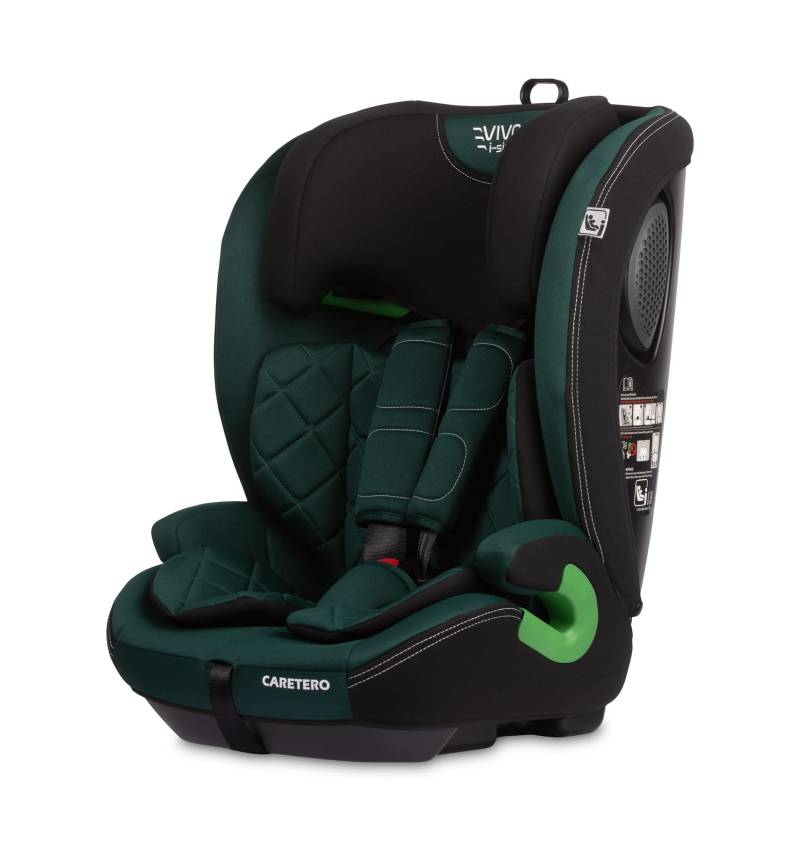 CARETERO - i-Size Autositz 76-150 cm - Babyautositz, Vorne Sitzerhöhungssitz für Kleinkinder, Kinder, Jungen und Mädchen - 5-Punkt-Gurt, verstellbare Kopfstütze - R129 - Vivo Smaragdgrün von CARETERO best for babies