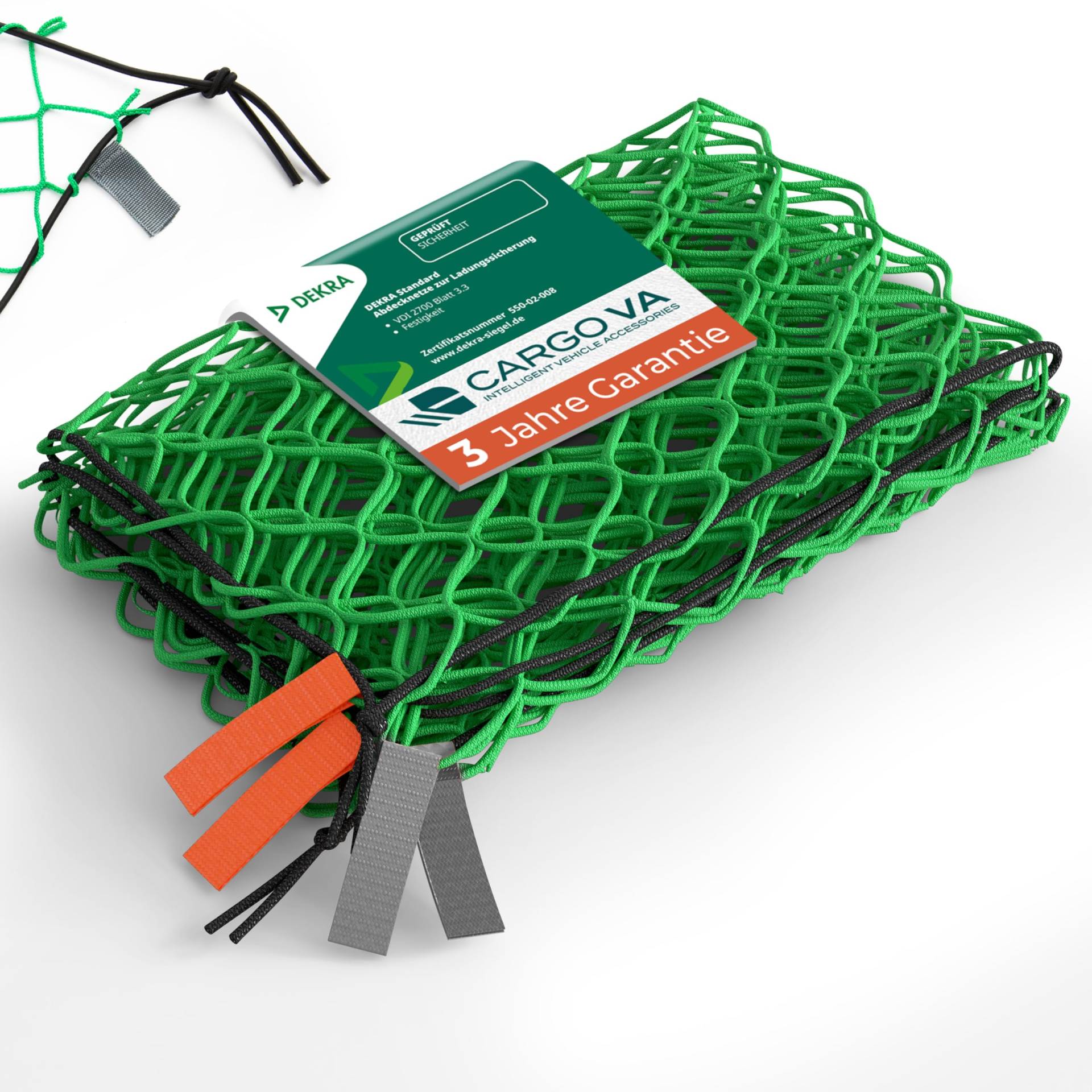CargoVA® 2er Set Anhängernetze 2x3M [DEKRA Geprüft] - Hängernetz mit Gummiseil und Eckenmarkierung - zur perfekten Ladungssicherung von CARGO VA Intelligent Vehicle Accessories