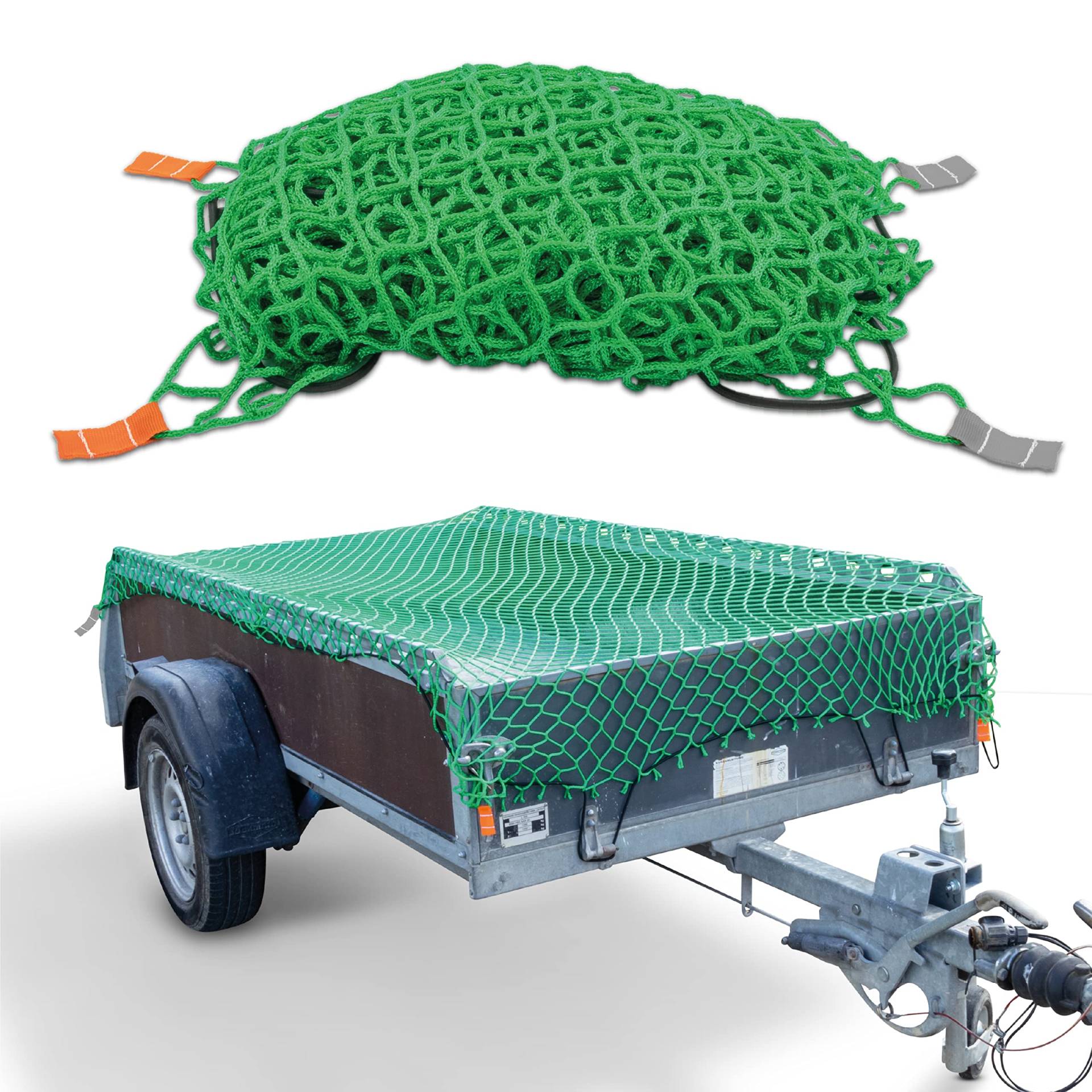 CargoVA® Anhängernetz 2x3M - Hängernetz mit Gummiseil und Eckenmarkierung - zur perfekten Ladungssicherung von CARGO VA Intelligent Vehicle Accessories