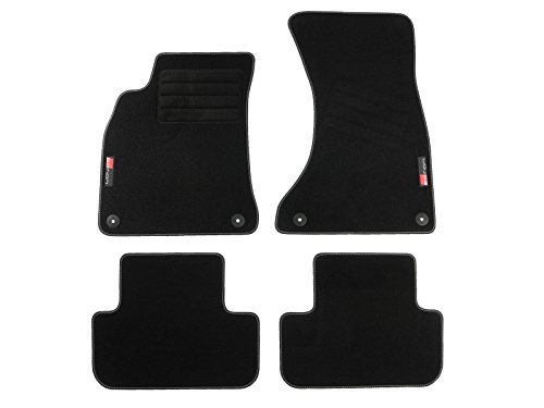 CARMAT Fussmatten mit Logo für Audi A4 B8 8K Bj. 2007- in Schwarz, Textil mit Latex-Unterseite, 100% Passgenau, 4-teilig von Car Mat Co