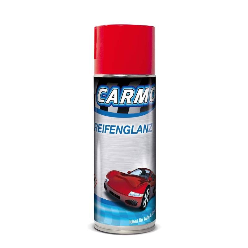 CARMO Reifenglanz | mit Langzeitwirkung | Für neuwertigen Glanz | Wet-Look – tiefschwarz ohne fettige Oberfläche | Schützt vor Umwelteinflüssen | UV-Schutz | Pflege von Gummidichtungen | 400ml von CARMO