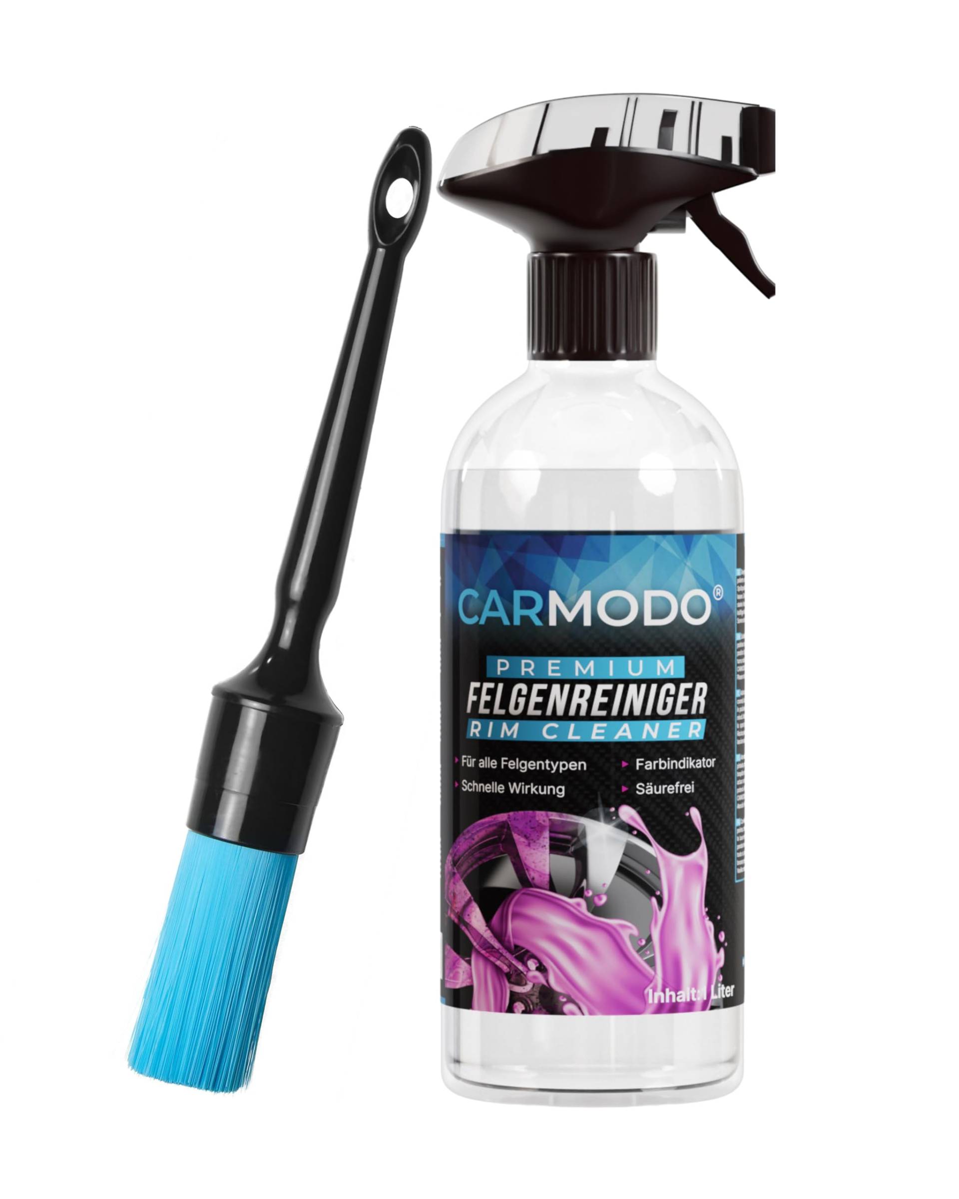 CARMODO® Premium Detailing Pinsel für die Autopflege + Premium Felgenreiniger - für eine effektive Reinigung - Säurefrei von CARMODO