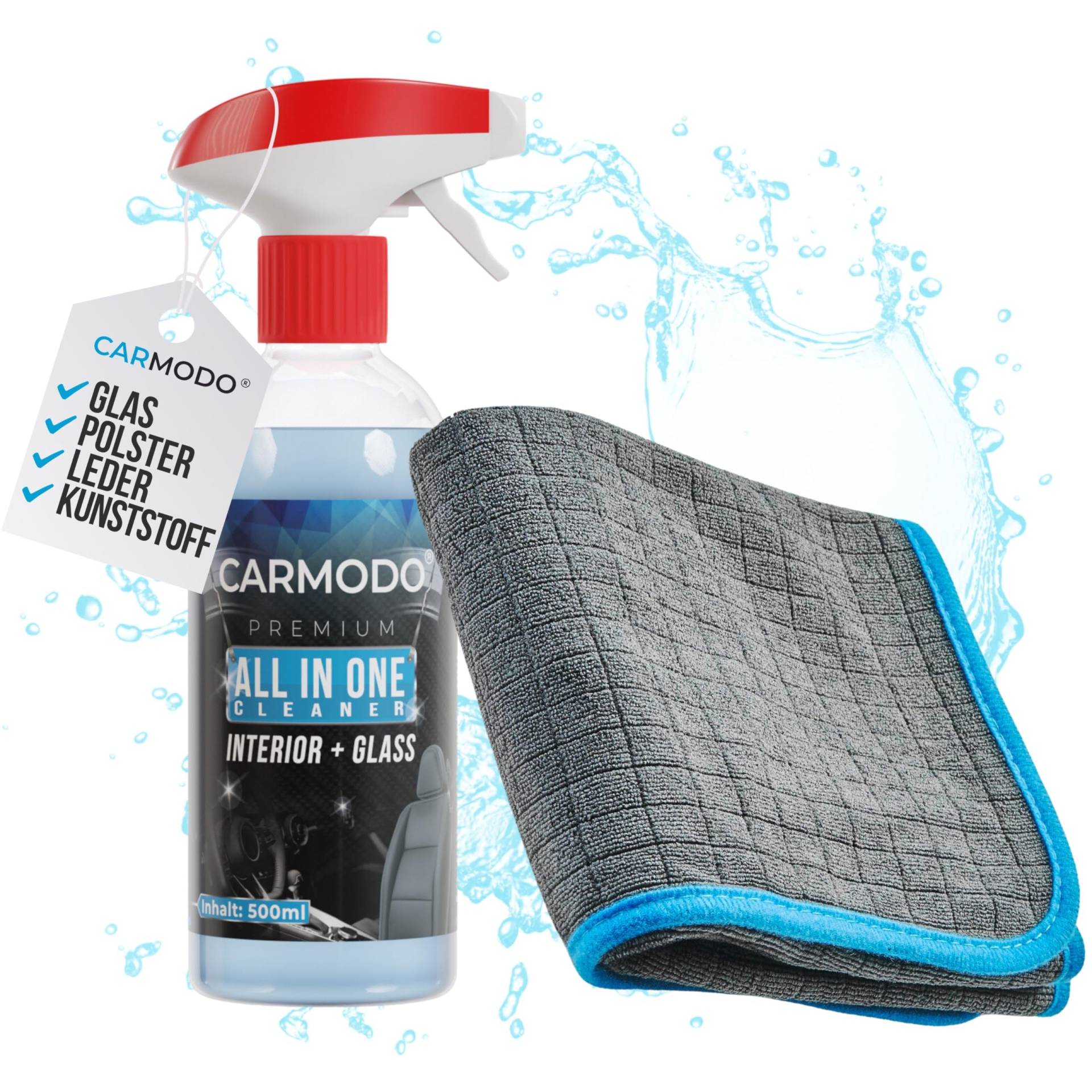 CARMODO® Innenraumreiniger (500ml) - Cockpit Reiniger pH neutral - porentiefe Reinheit für Kunststoff, Polster, Leder, Glas - Auto Innenraum, Cockpitpflege (Innenraumreiniger + Mikrofasertuch) CARMODO® Innenraumreiniger (500ml) - Cockpit Reiniger pH neutral - porentiefe Reinheit für Kunststoff, Polster, Leder, Glas - Auto Innenraum, Cockpitpflege (Innenraumreiniger + Mikrofasertuch) von CARMODO