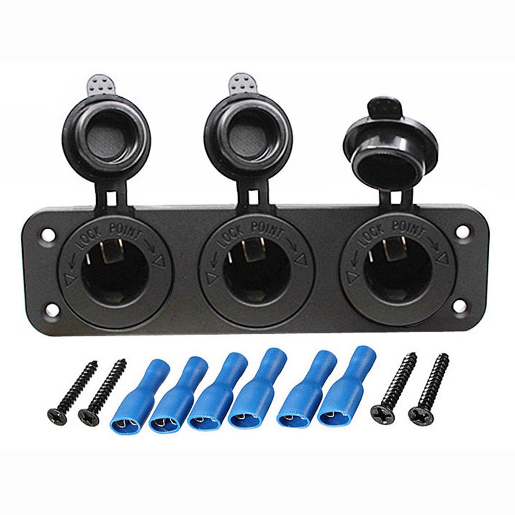 Carviya Wasserdichter Motorrad-Zigarettenanzünder-Splitter, 12 V Ladegerät, Steckdosen-Adapter, Plattenmontage, 3 Löcher + 4 Schrauben, 4 Schraubenkappen Carviya Wasserdichter Motorrad-Zigarettenanzünder-Splitter, 12 V Ladegerät, Steckdosen-Adapter, Plattenmontage, 3 Löcher + 4 Schrauben, 4 Schraubenkappen von CARVIYA